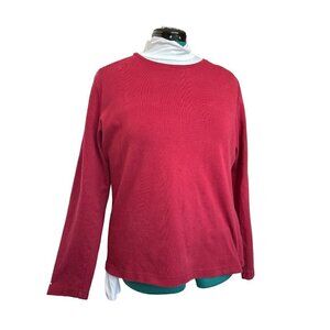 Croft & Barrow Tee Cranberry Women XL Cotton Round neck. Long sleeves